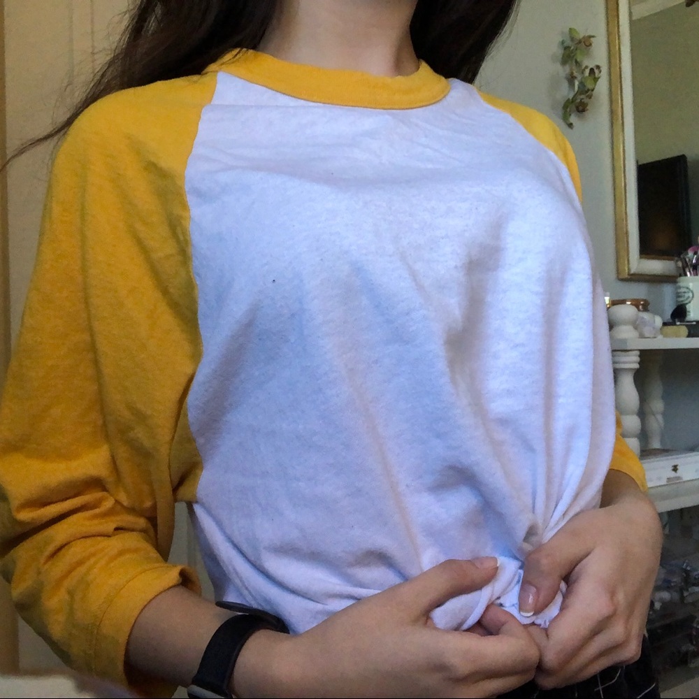 Cropped oversized baseball tee